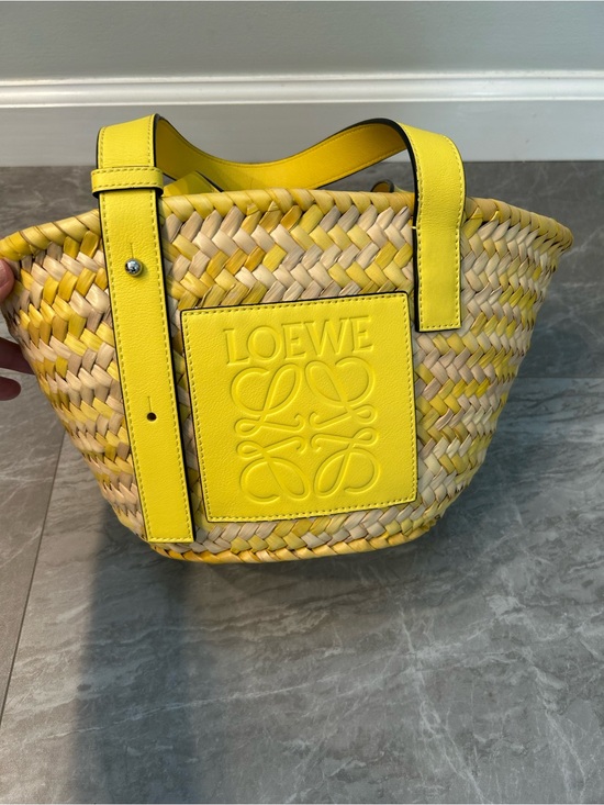 Loewe Handbags - Loewe Bright Yellow Woven Leather-Trim Tote